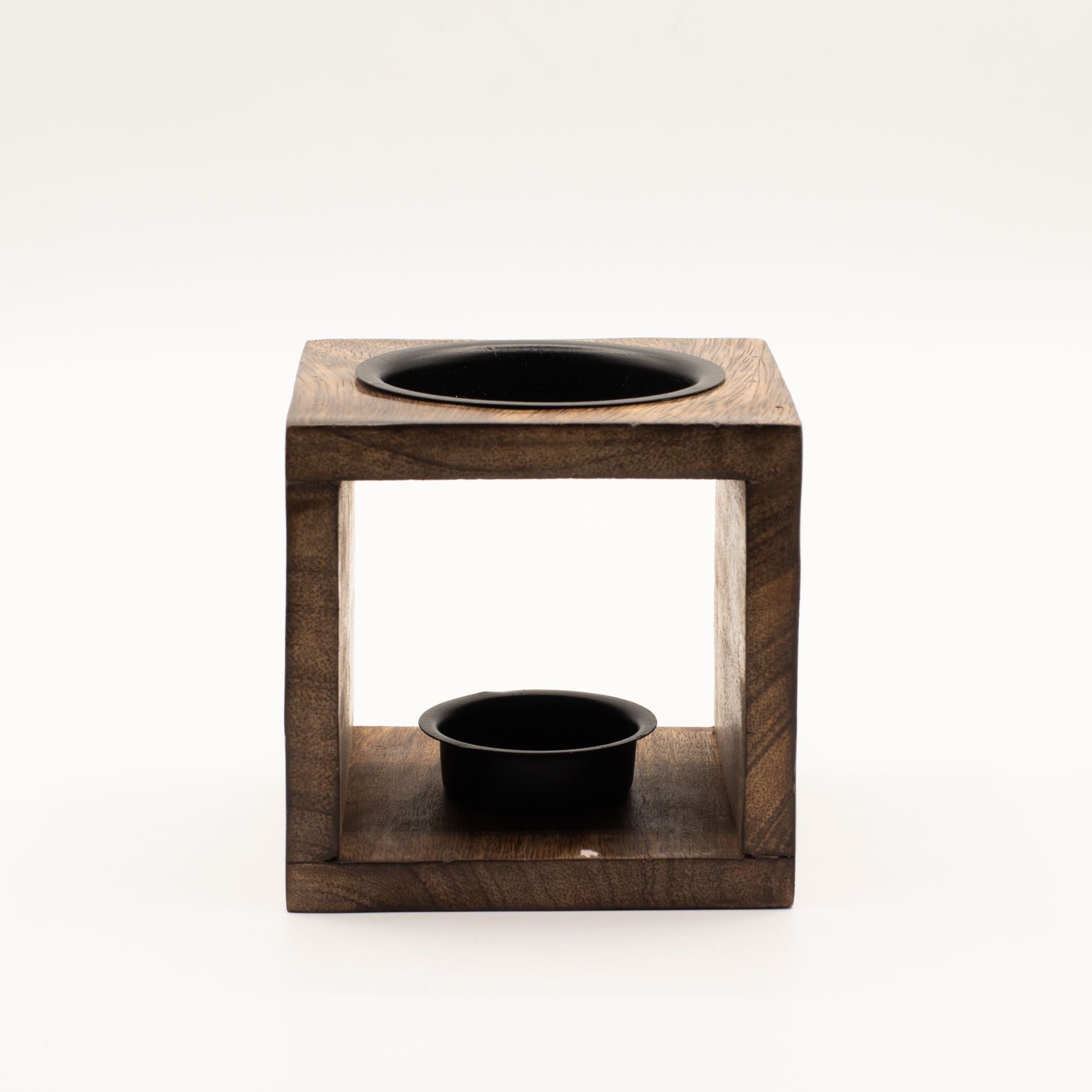 Square Mango Wood Oil Burner  - Yin Yang