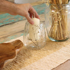 Natural Floral Glass - Vase Candle Holder - Margarita  - (12x11cm)