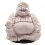 Laughing Buddha Lamp Lavender Crackle - Round Stand