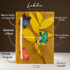 Lokta Bold Floral Notebook – Large (21x15cm) – 45 Leaves – Includes Bookmark – Mustard Brown