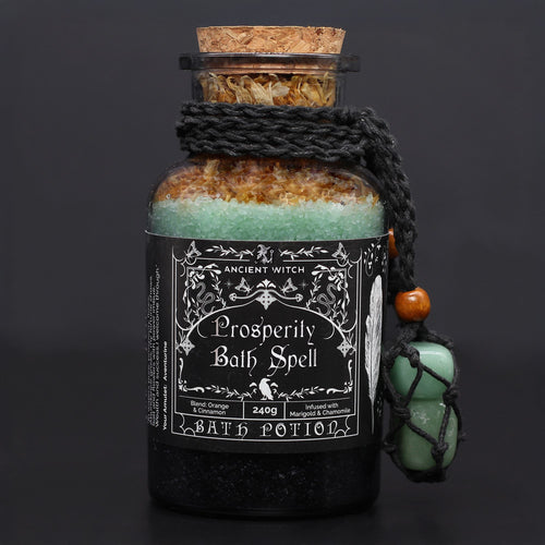 Baðgaldradrykkur og aventúrínkristallamulett hins forna nornar - Velmegun