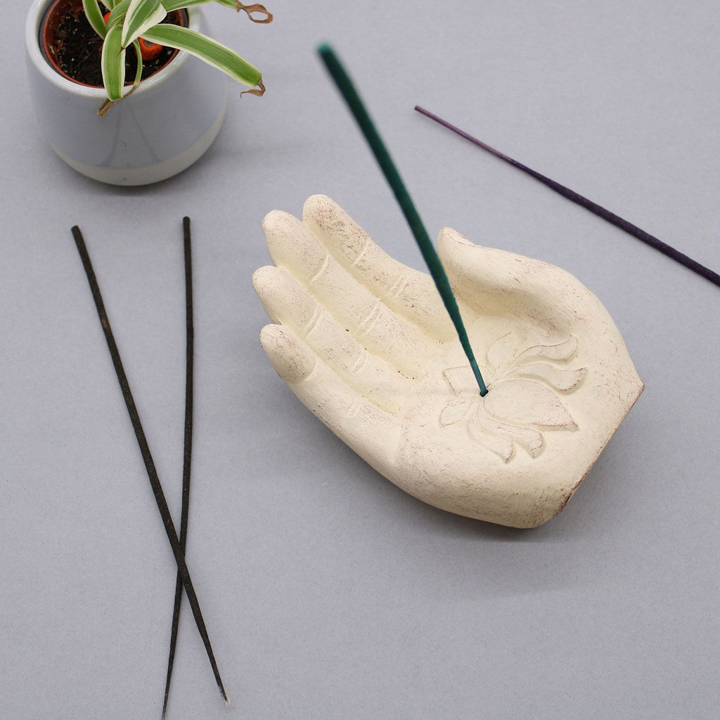 Hand Incense Burner - Lotus (white)