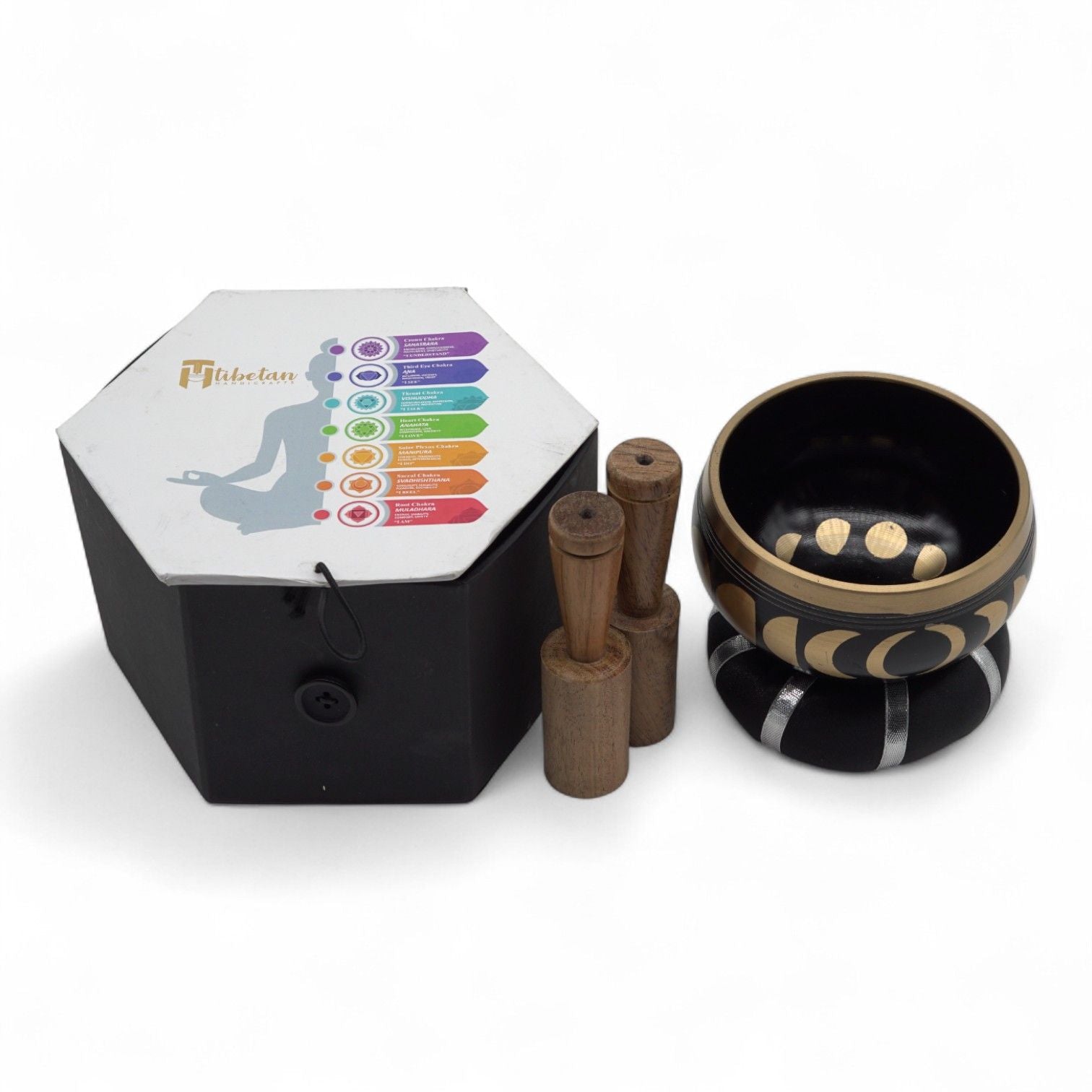 Moon Phase Singing Bowl Set – Black (10.7cm)