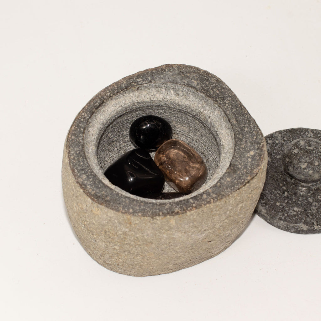 Natural Riverstone Grounding Pot - Small (aprox 9x7cm)