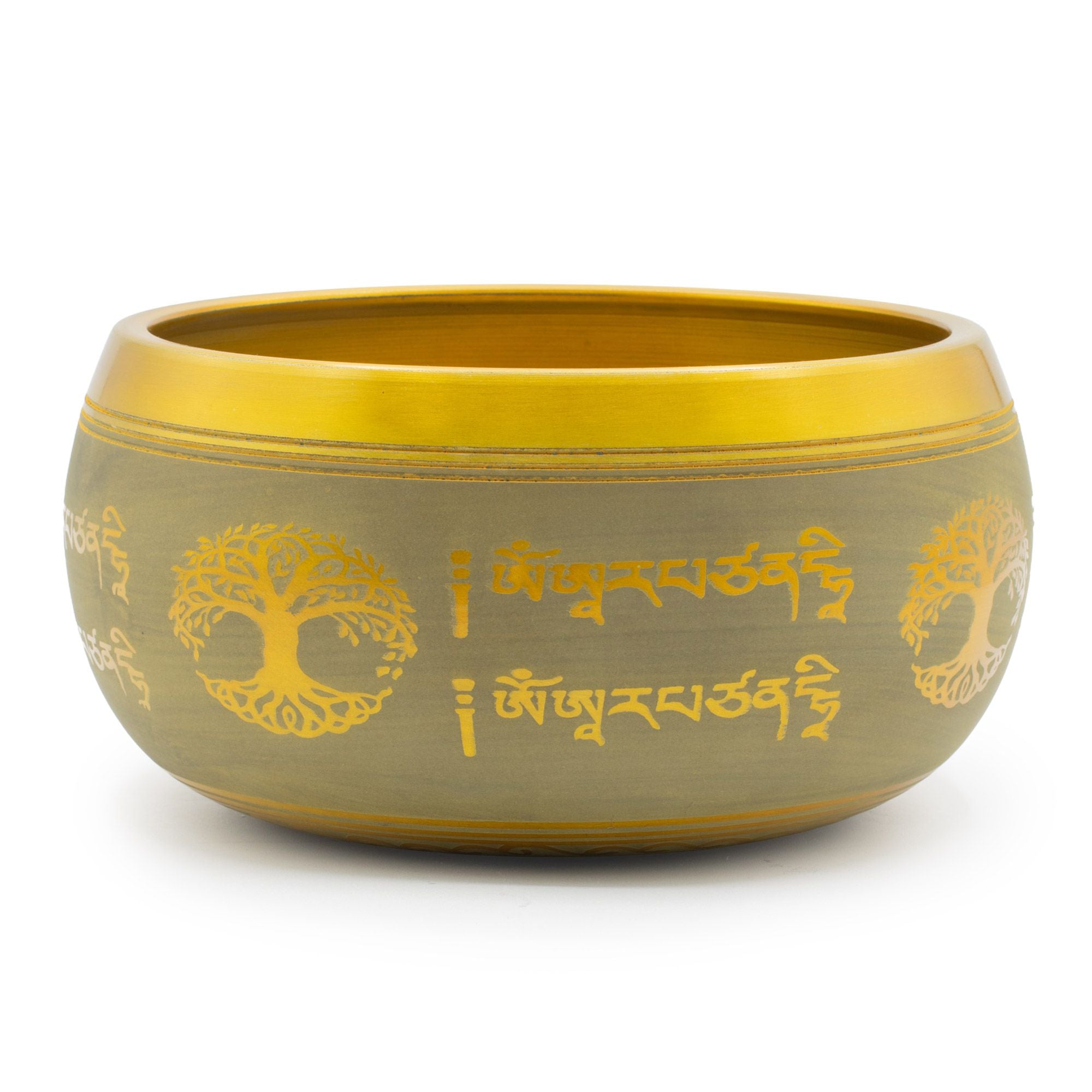 Large Aluminum Singing Bowl - Buddha Tree of Life - Copper Colour (19cm)
