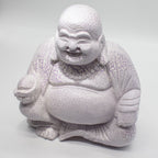Laughing Buddha Lamp Lavender Crackle - Round Stand