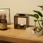 Large Square Mango Wood Oil Burner - Moon Goddess