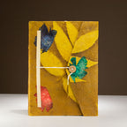 Lokta Bold Floral Notebook – Large (21x15cm) – 45 Leaves – Includes Bookmark – Mustard Brown