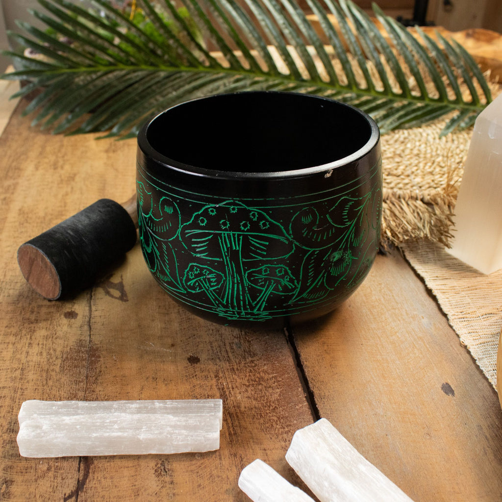 Cauldron Singing Bowl - Magic Mushroom - Green (15cm)