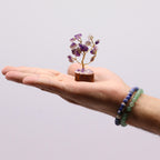 Mini Gemstone Tree On Wood Base - Amethyst (15 stones)