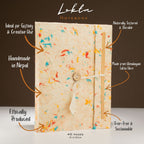 Lokta Mixed Colour Cotton Notebook – Large (21x15cm) – 45 Leaves – Includes Bookmark