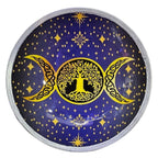 Triple Leg  Enamelled Offering Plate - Purple Triple Moon