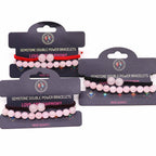 Gemstone Double Power Bracelets- Rose Quartz