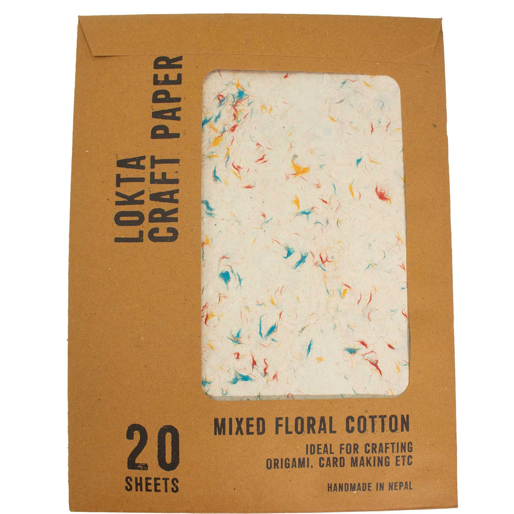 A4 - Lokta Craft Paper (20 sheet pack) - Mixed Floral Cotton