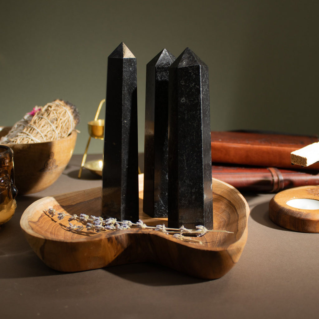 Gemstone Six Face Obelisk Point approx 17cm - Black Tourmaline
