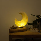 DriftGlow Lamp Crackle Half Moon Shade - Grey