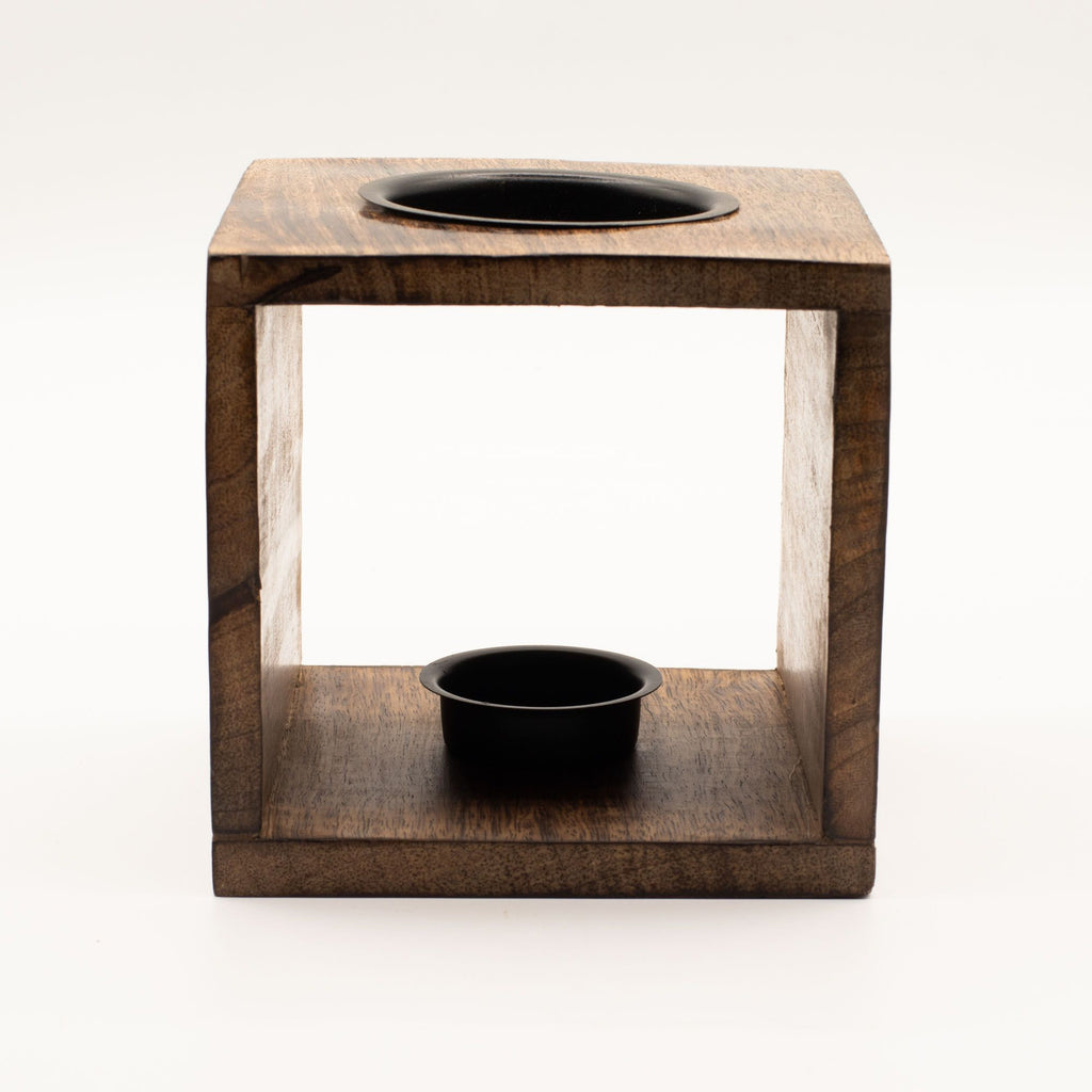Large Square Mango Wood Oil Burner  - Tree of Life