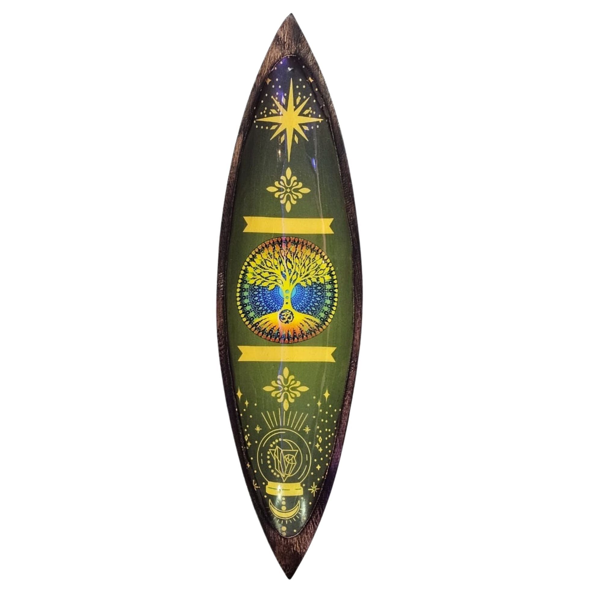 Enamel Incense Bowl - Mango Wood - Tree of Life
