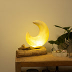 DriftGlow Lamp Crackle Half Moon Shade - Grey