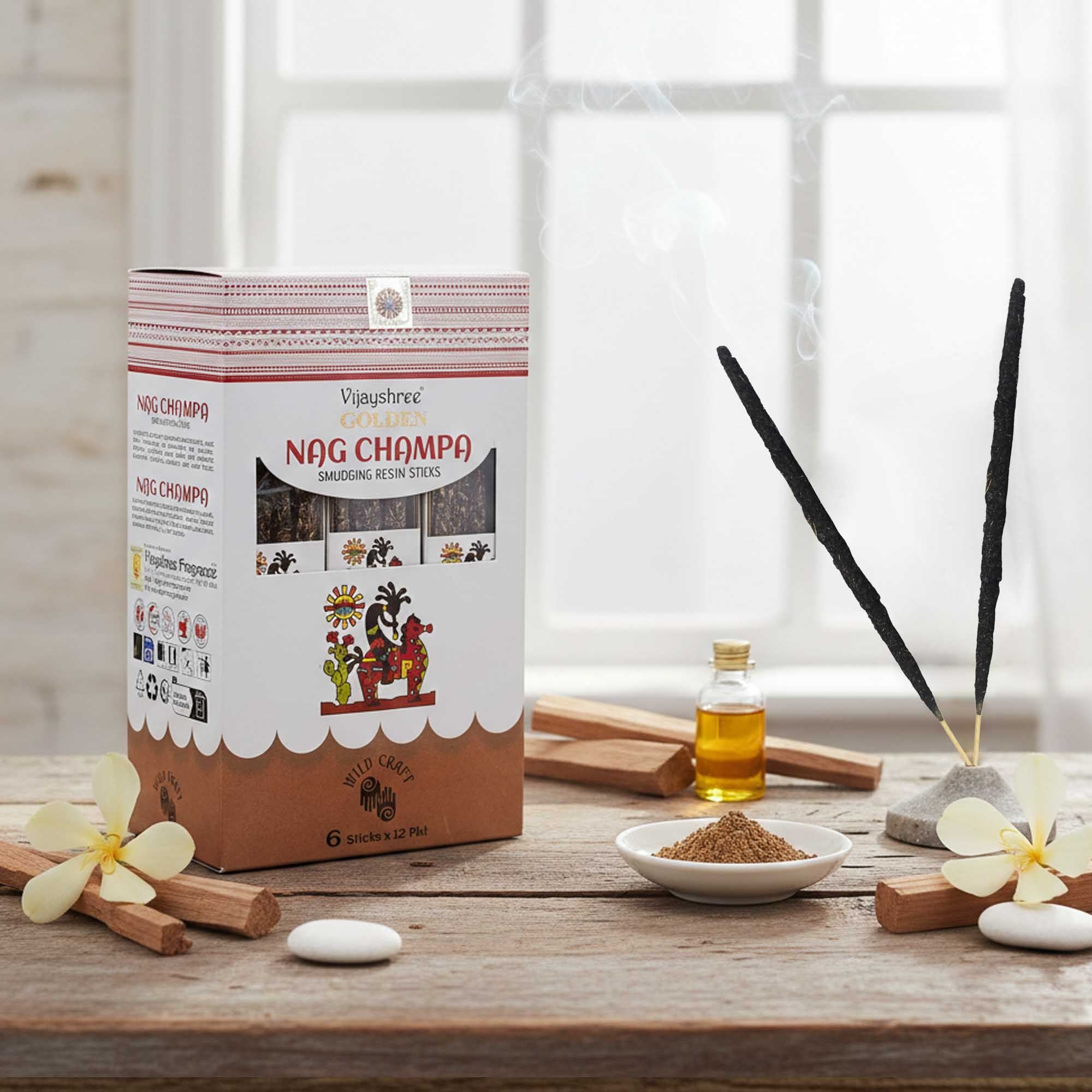 Golden Nag Champa Smudging Resin Sticks - 30g
