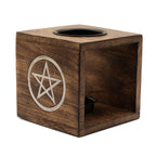 Large Square Mango Wood Oil Burner- Pentagon