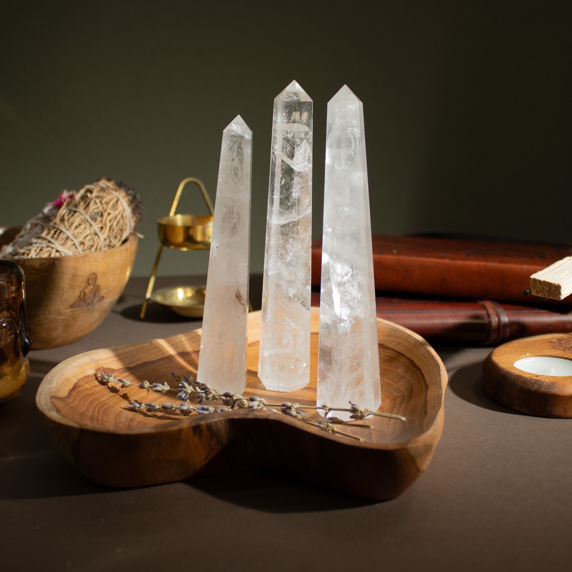 Gemstone Six Face Obelisk Poins approx 17cm - Rock Crystal