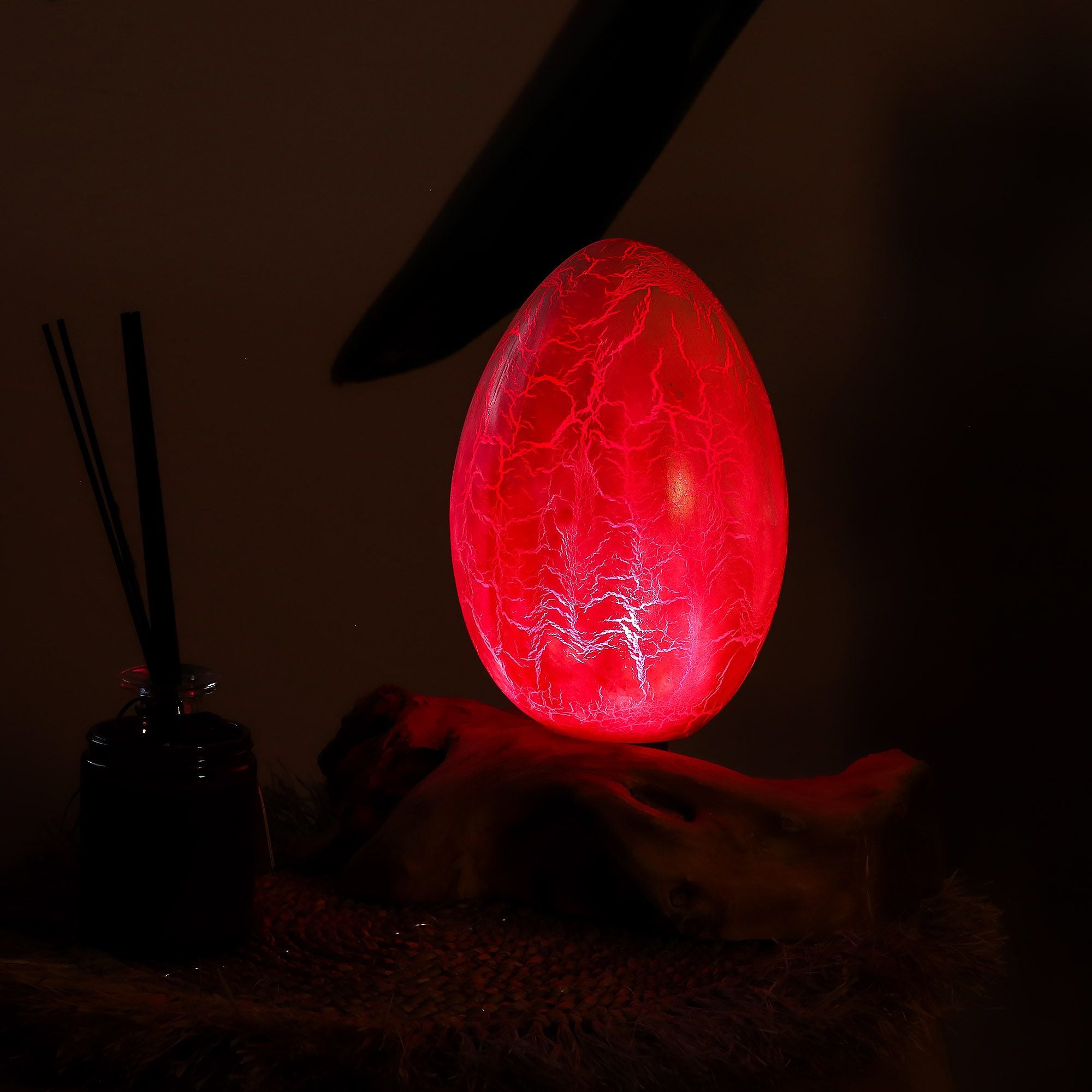 DriftGlow Lamp Crackle Fire Egg Shade - Orange