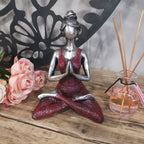 Yoga Lady Figure -  Silver & Bordeaux 24cm