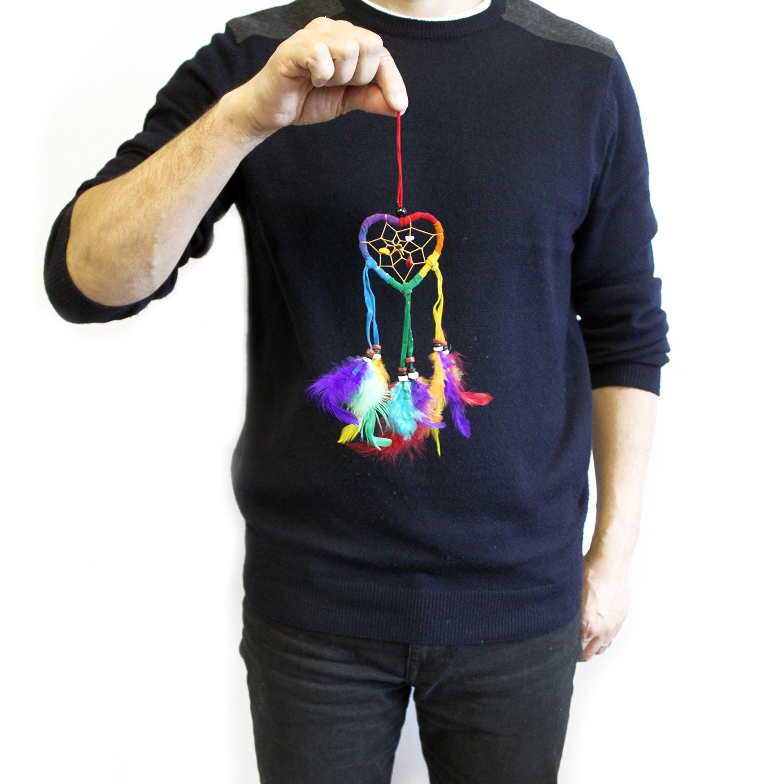 Bali Dreamcatchers - Small Heart - Black/White/Red