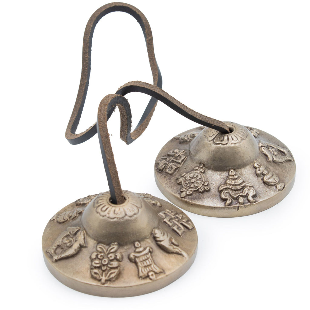 Premium Brass Tibetan Tingsha - Lucky Symbols - approx 6cm (155gm)