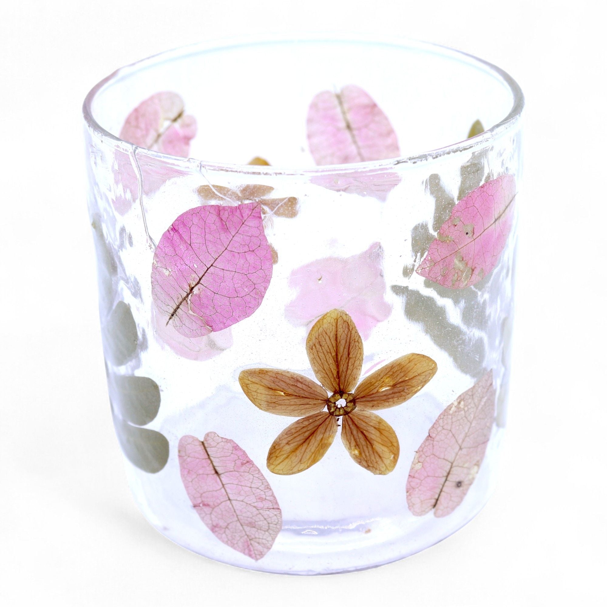 Natural Floral Glass - Straight Candle Holder - Primavera -  (8x8cm)