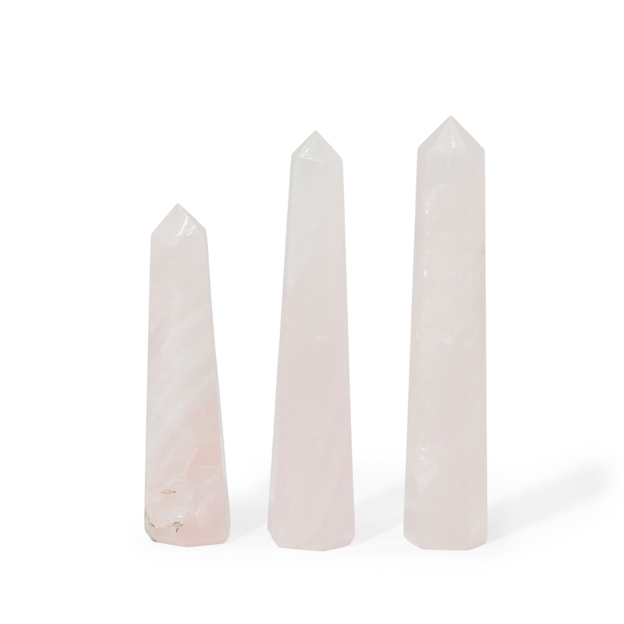 Gemstone Six Face Obelisk Point approx 11cm  - Rose Quartz