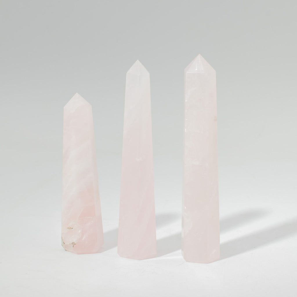 Gemstone Six Face Obelisk Point approx 11cm  - Rose Quartz