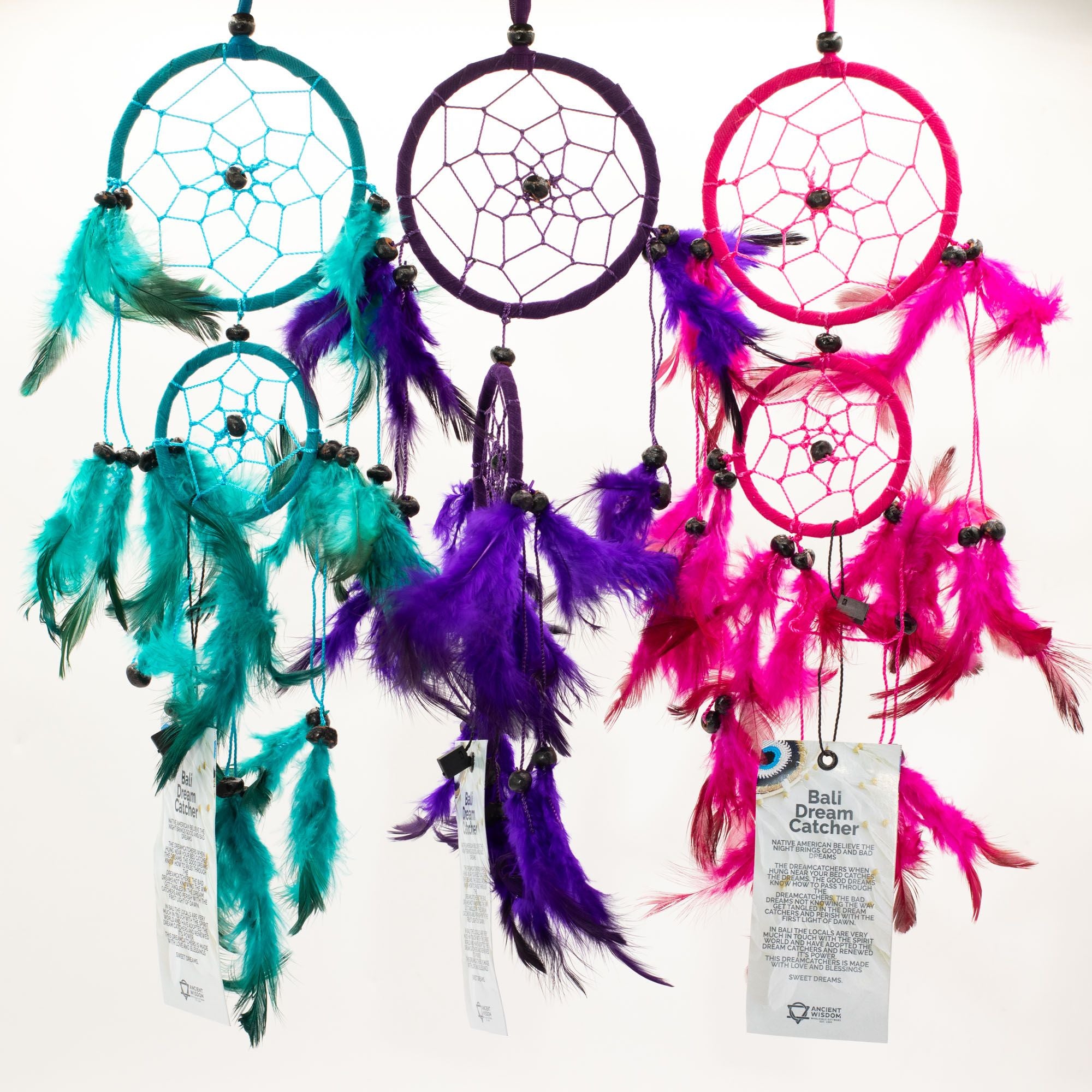 Bali Dreamcatchers - Medium Round - Turq/Pink/Purp