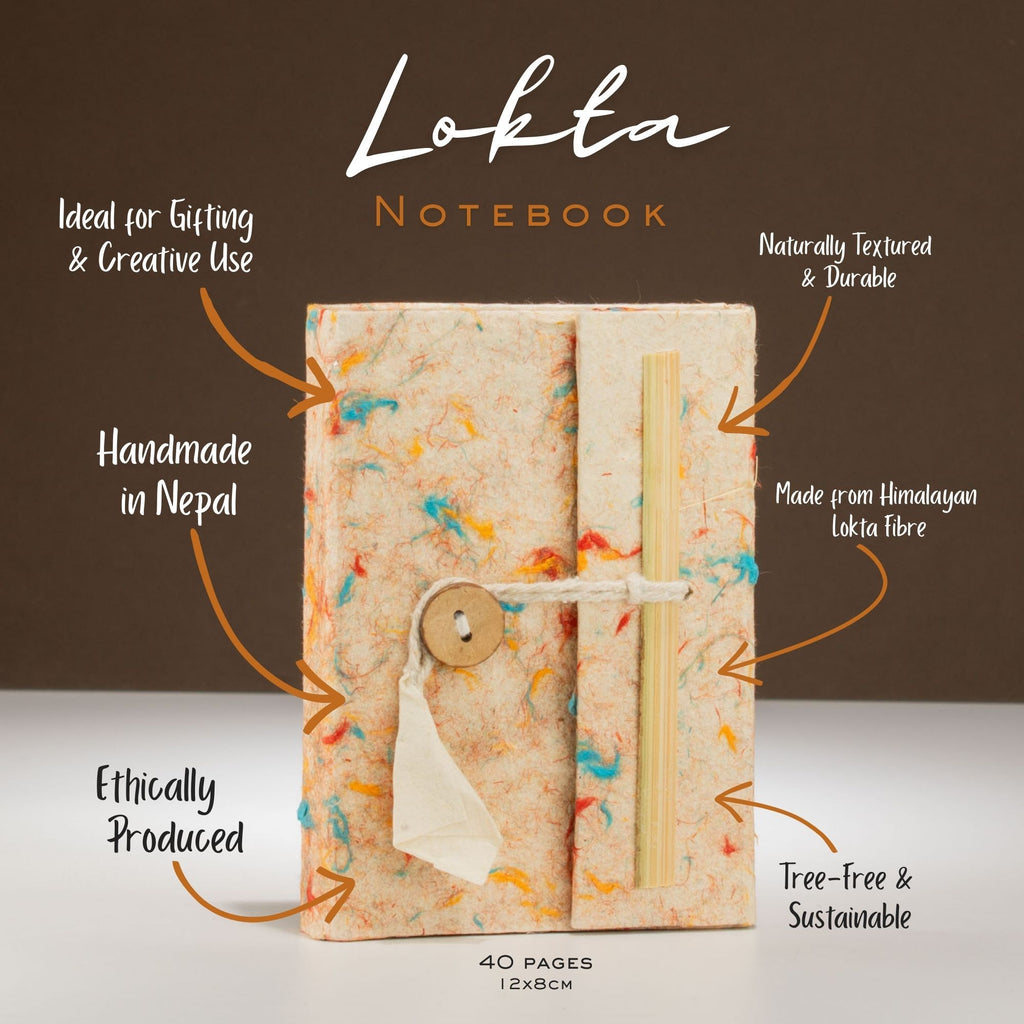 Lokta Mixed Colour Cotton Notebook – Mini (12x8cm) – 40 Leaves
