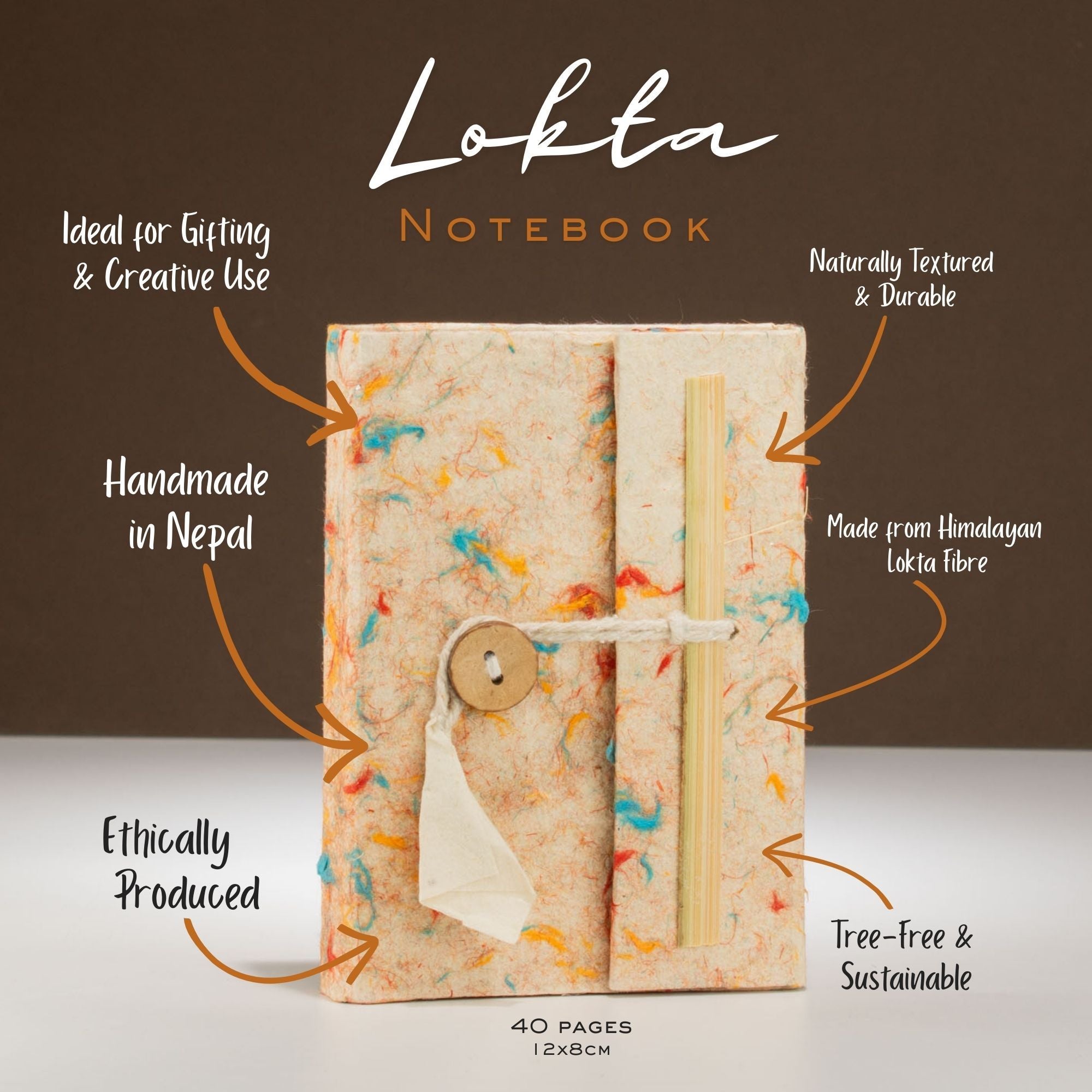 Lokta Mixed Colour Cotton Notebook – Mini (12x8cm) – 40 Leaves