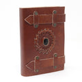Leather Black Onyx with Belts Notebook (6x4")