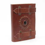 Leather Black Onyx with Belts Notebook (6x4")