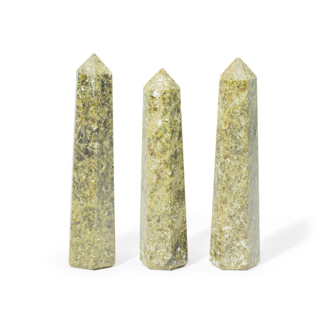 Gemstone Six Face Obelisk Point approx 11cm  - Epidote