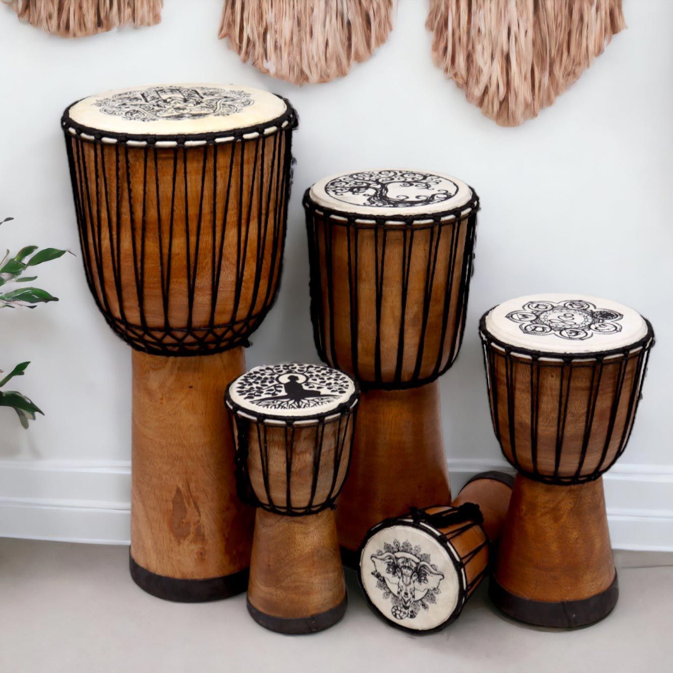 Buddha Wide Top Djembe Drum - 13cm