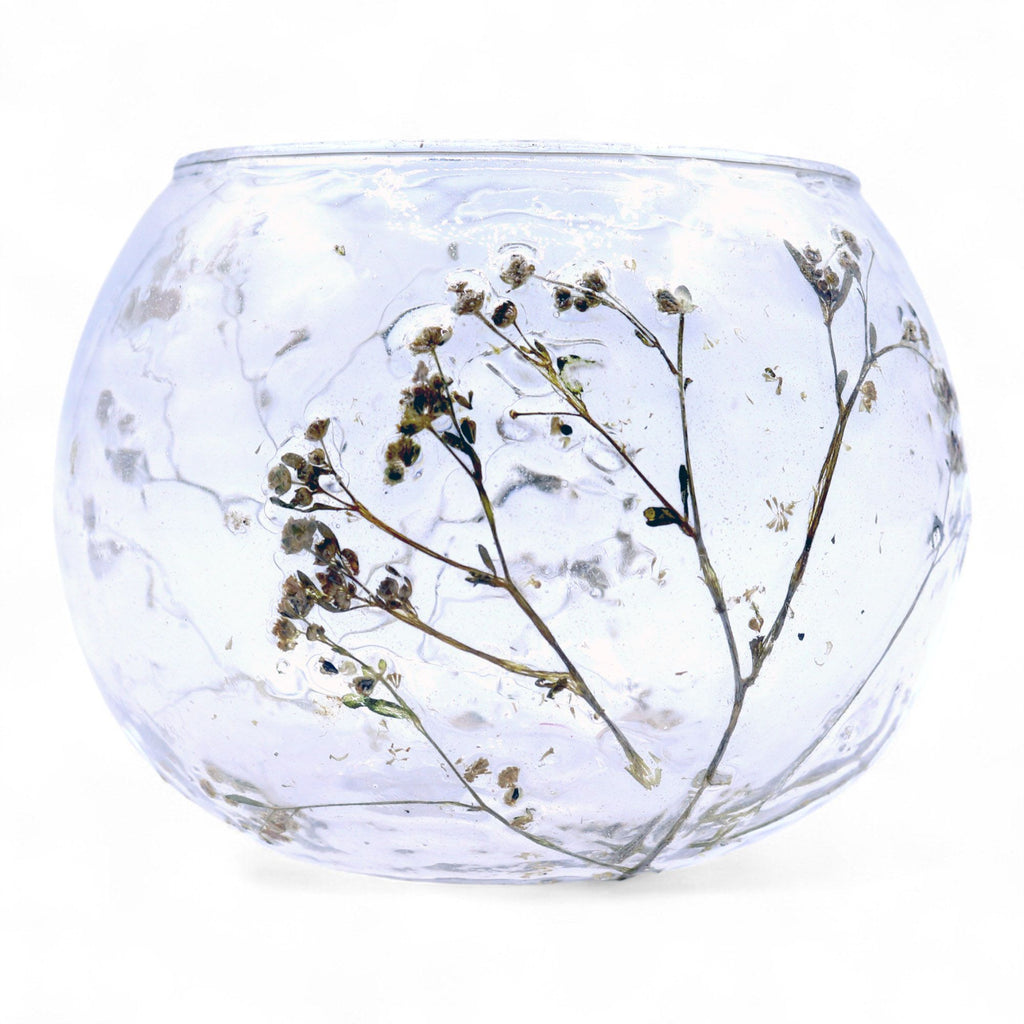 Natural Floral Glass - Bowl Candle Holder - Margarita - (8x10cm)