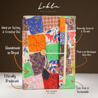 Lokta Patchwork Notebook – Large (21x15cm) – 45 Leaves – Includes Bookmark – Multi Colour