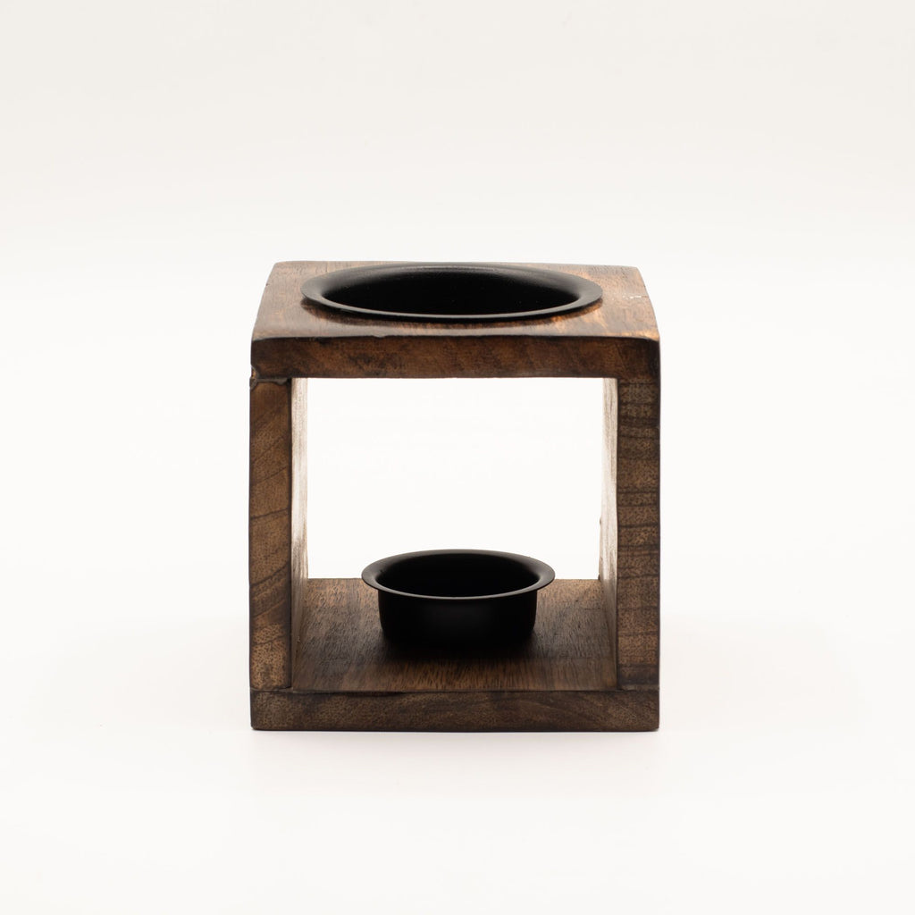 Square Mango Wood Oil Burner - Flower of Life