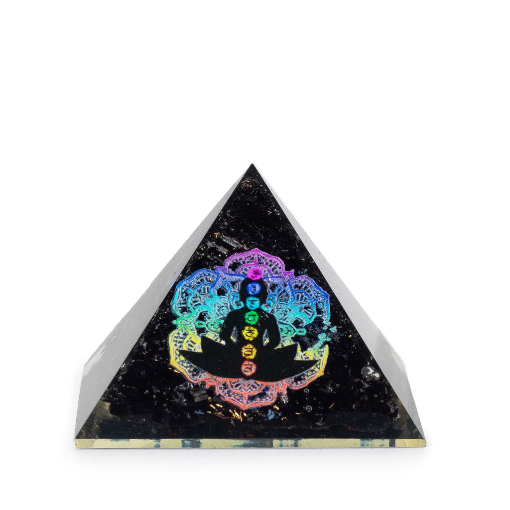 Small Organite Pryamids 5.5x4.5cm - Chakra Buddha - Black Tormaline Chips
