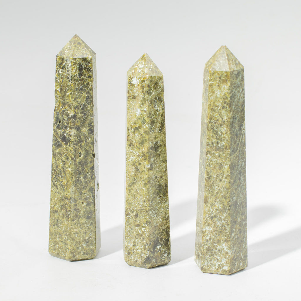 Gemstone Six Face Obelisk Point approx 11cm  - Epidote