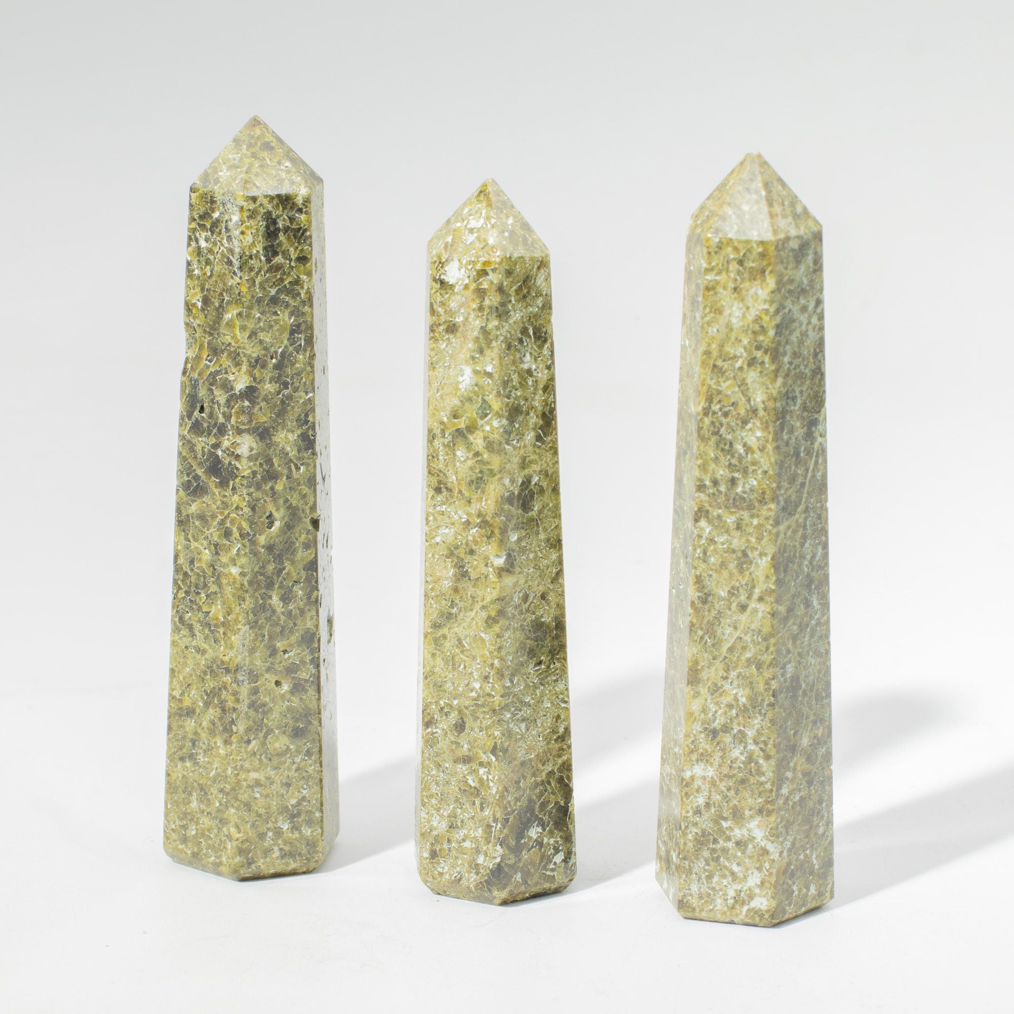 Gemstone Six Face Obelisk Point approx 11cm  - Epidote