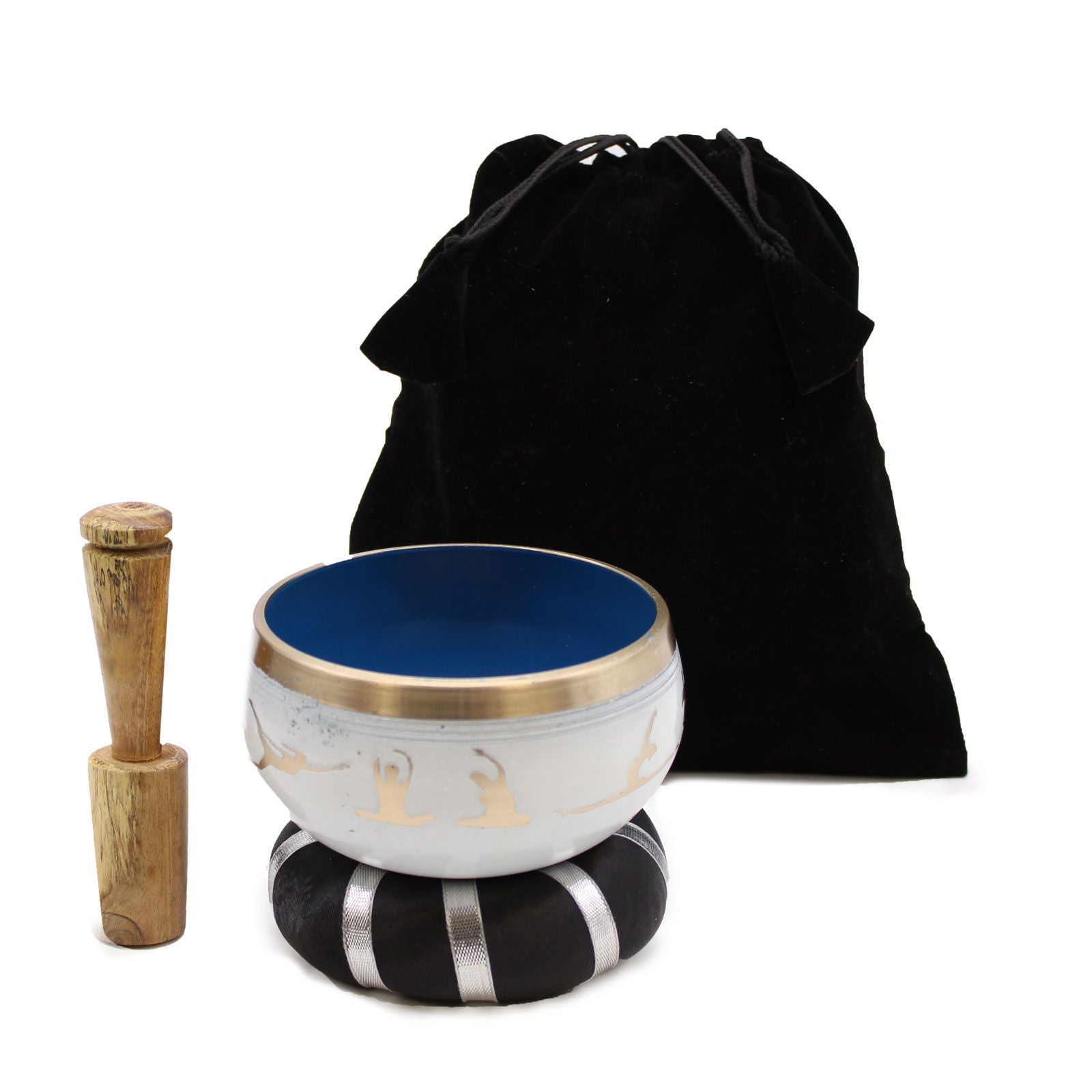 Yoga Moves Singing Bowl Set – White/Blue (10.7cm)