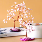 Gemstone Tree - Rose Quartz on Pink Agate Base (35 stones)
