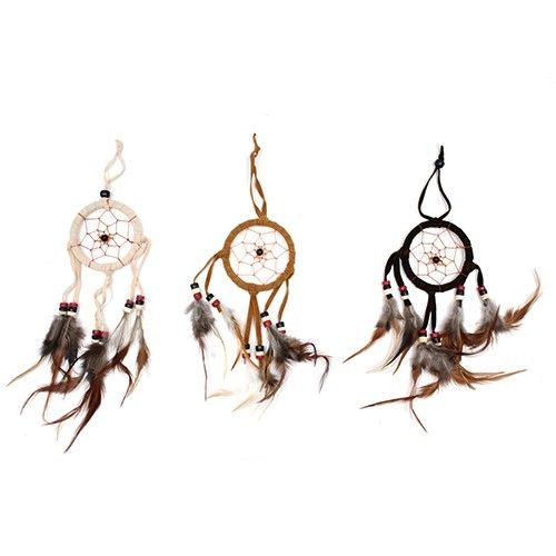 Bali Dreamcatchers - Lítil, kringlótt - Krem/Kaffi/Súkkulaði